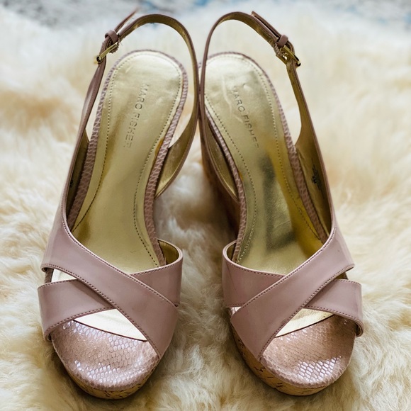 Marc Fisher Pink Patent Wedges - Picture 1 of 6